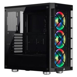 CORSAIR ICUE 465X Temper Camlı 120mm RGB Fanlı Mid-Tower Siyah Kasa