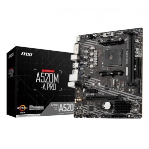 MSI A520M-A PRO Amd A520 Soket AM4 DDR4 4600MHz (OC) M.2 mATX Anakart