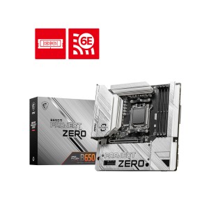 MSI B650M PROJECT ZERO Amd B650 7600Mhz OC AM5 AMD Wi-Fi 6E DDR5 mATX Anakart