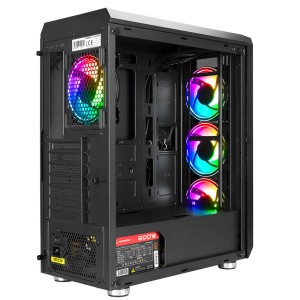 Rampage DEEPFORCE Temperli Cam 600W 80 Plus Bronze 4 x RGB Fanlı Gaming Kasa