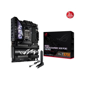 ASUS ROG CROSSHAIR X870E HERO AMD X870E Soket AM5 DDR5 8400Mhz  WiFi 7 + BT AURA RGB ATX Anakart