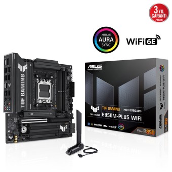 ASUS TUF GAMING B850M-PLUS WIFI Soket AM5 AMD B850 DDR5 8000MHz (OC) WiFi 6 mATX Anakart