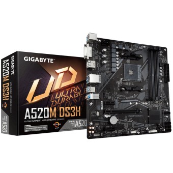 GIGABYTE A520M DS3H AMD A520 Soket AM4 DDR4 4400MHz (O.C.) M.2 mATX Anakart