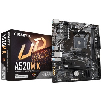 GIGABYTE A520M K AMD A520 Soket AM4 DDR4 5100MHz (O.C.) M.2 mATX Anakart