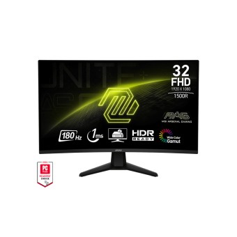 MSI 31.5 MAG 32C6 180HZ 1MS 1500R VA FHD 16:9  FreeSync Premium Kavisli Gaming Monitör